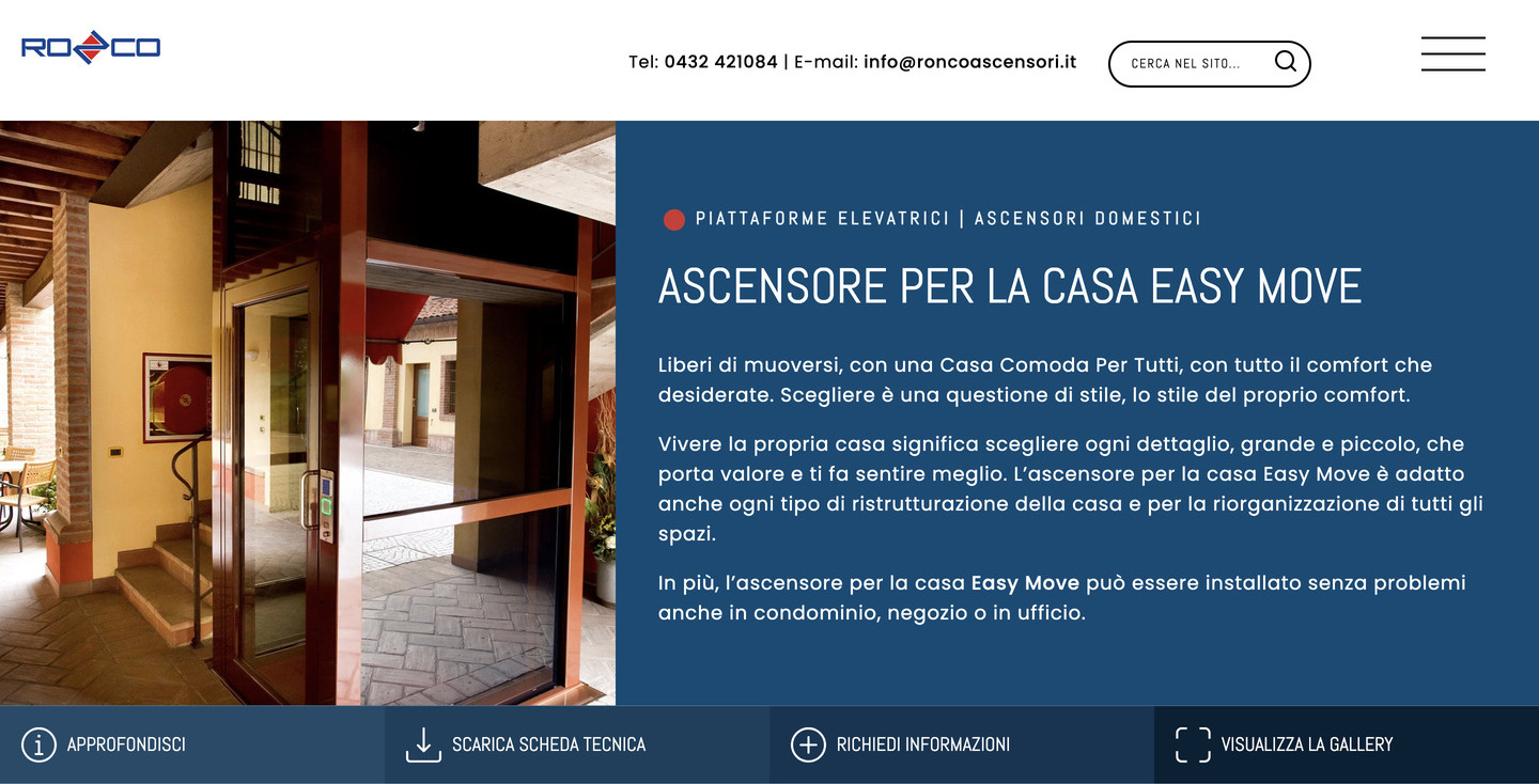 Realizzazione sito web Ronco Ascensori